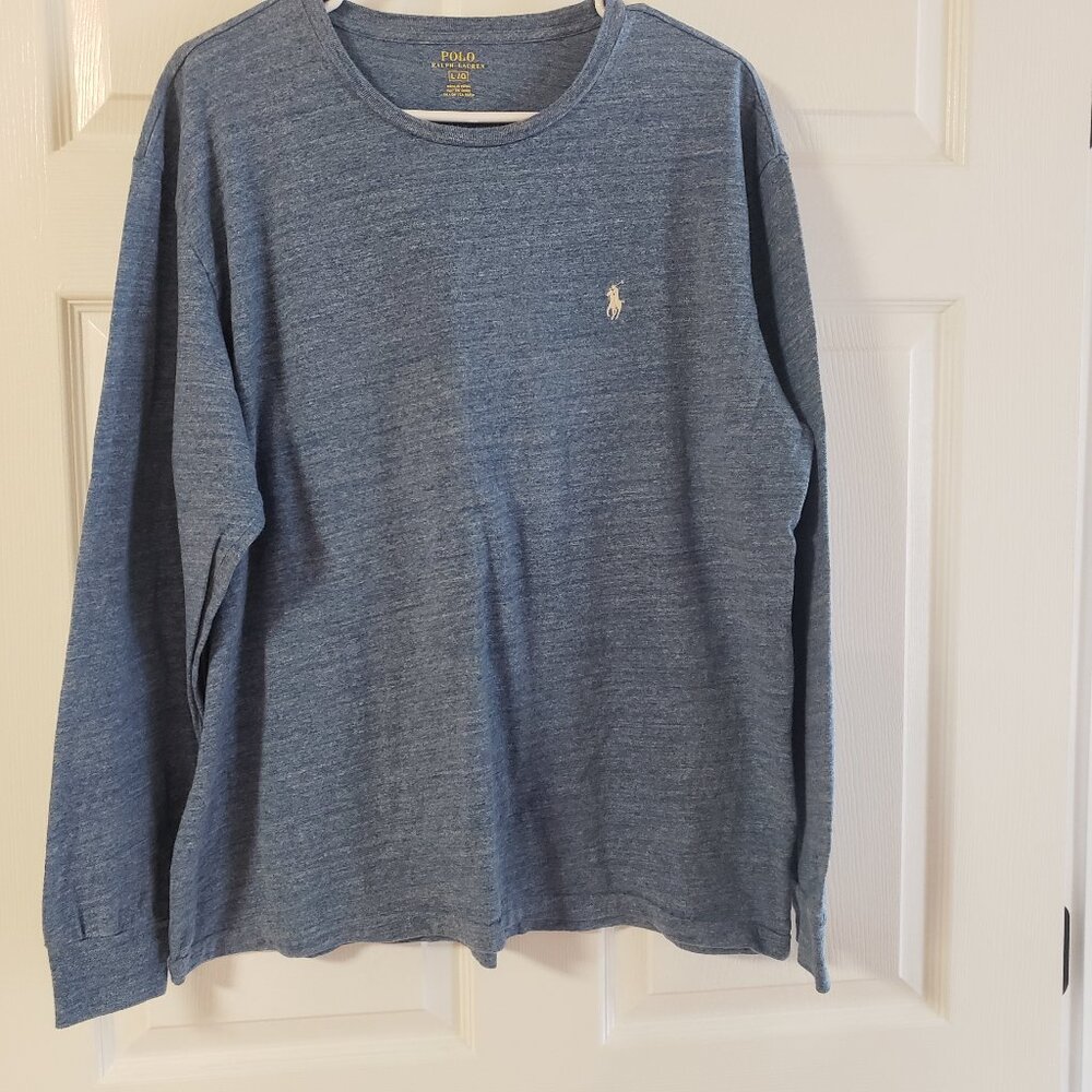 Polo Ralph Lauren Men's Long‎ Sleeve Crew Neck Shirt Heather Blue Size Large